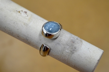 Blue Calcite Ring with unique band